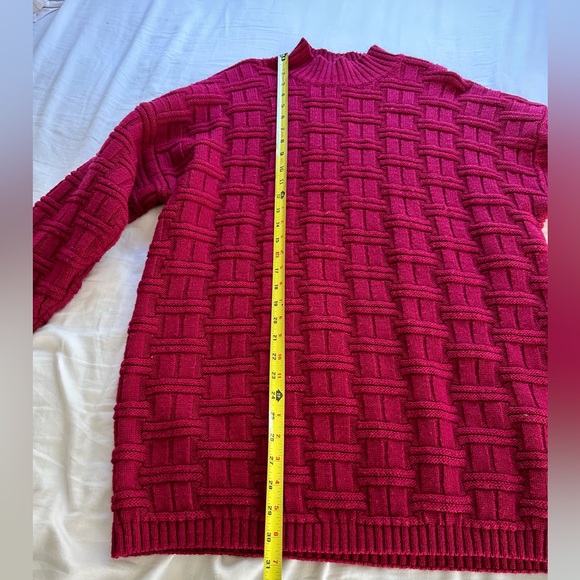 VINTAGE OVERSIZED PINK 1980S KNIT SWEATER XL - Picture 8 of 11